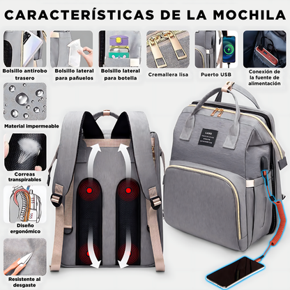 Mochila Pañalera con Cuna 3 en 1